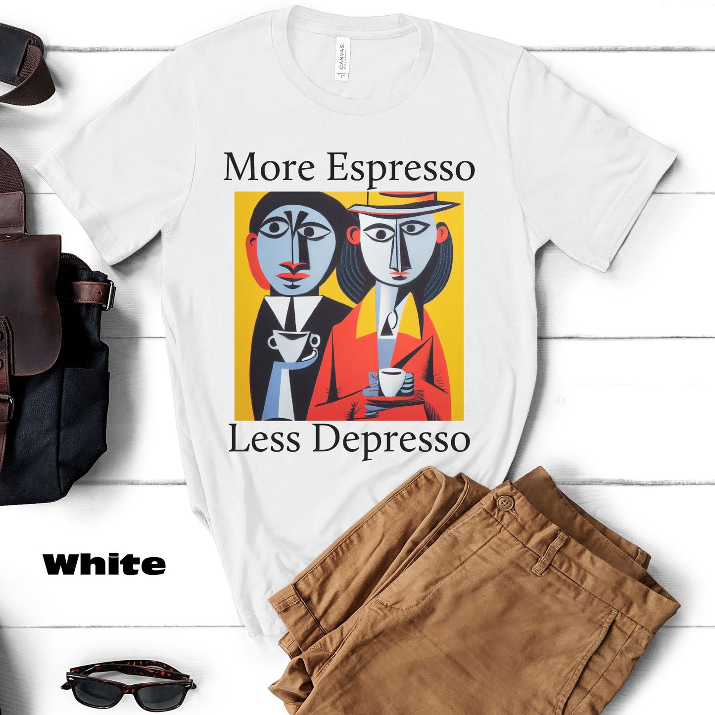A Cup Of Coffee Can Solve Anything. Original Art. Unisex Jersey Short Sleeve Tee.