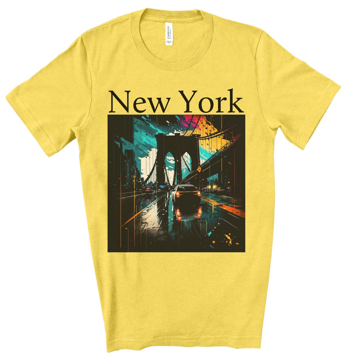 Rushing The Brooklyn Bridge, New York City. Unisex Jersey Short Sleeve Tee.
