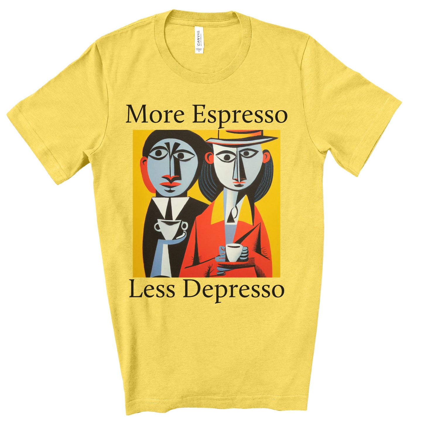 A Cup Of Coffee Can Solve Anything. Original Art. Unisex Jersey Short Sleeve Tee.