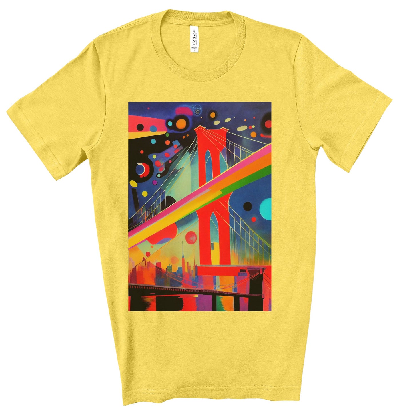 The Brooklyn Bridge, New York City. Cubism Original Art. Unisex Jersey Short Sleeve Tee.