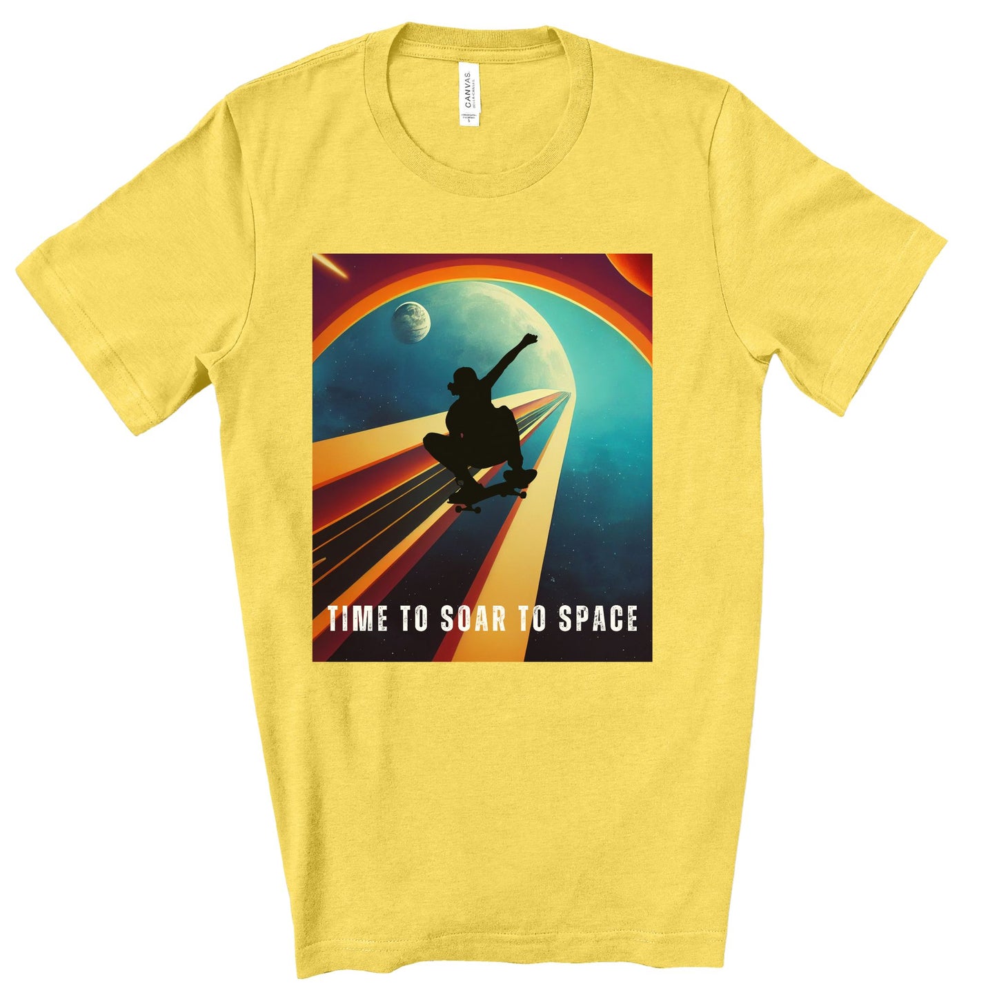 Time To Soar To Space - Skateboard Retro Design And Original Art. Unisex Jersey Short Sleeve Tee.