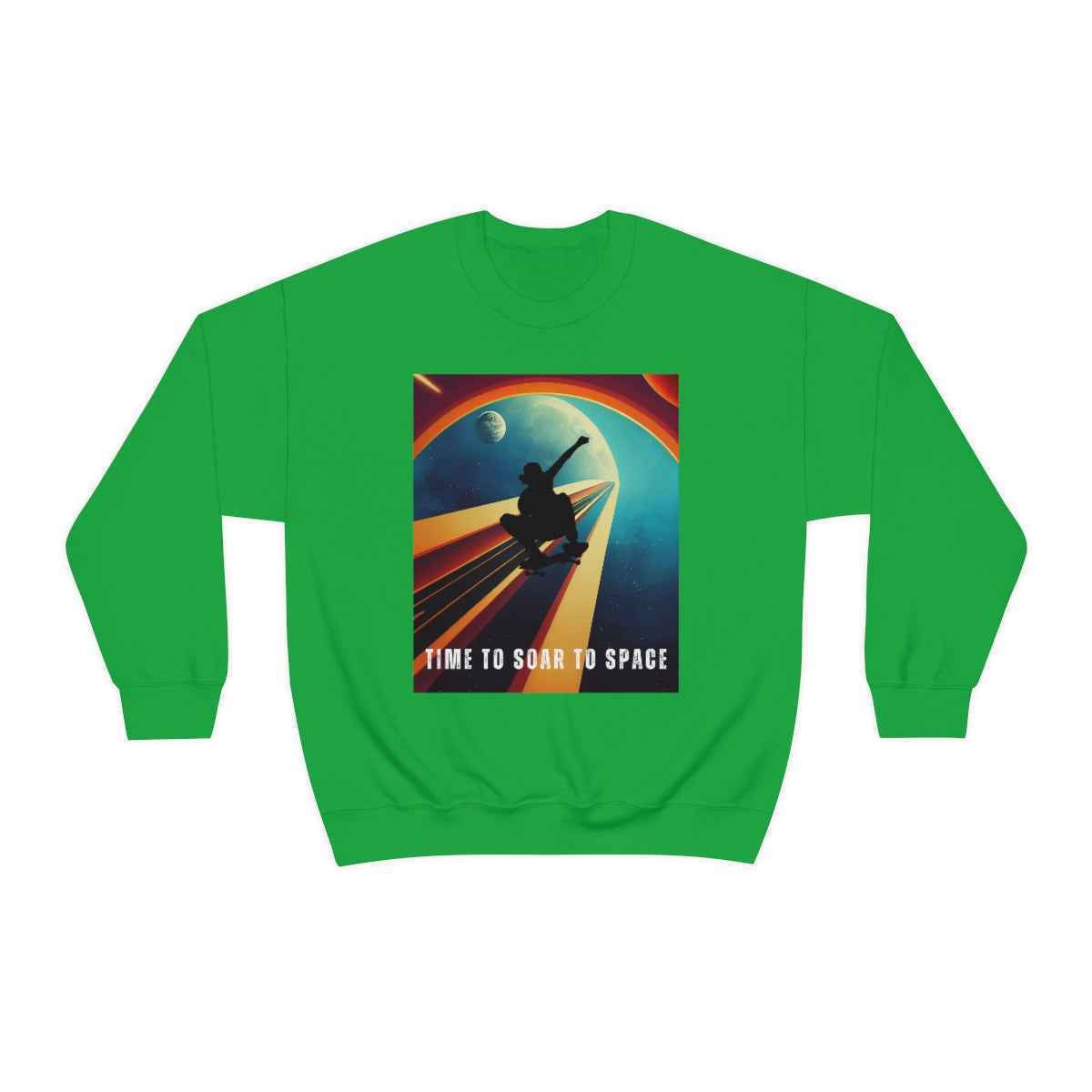 Time To Soar To Space - Skateboard Retro Design And Original Art. Unisex Heavy Blend Crewneck Sweatshirt.