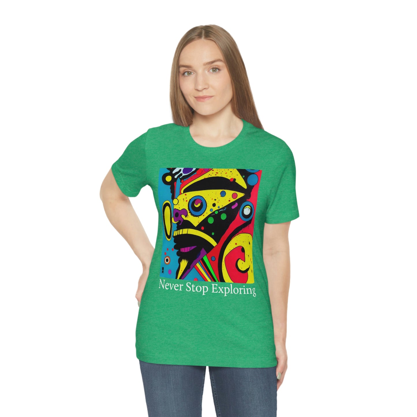 Never Stop Exploring. Original Art. Unisex Jersey Short Sleeve Tee.