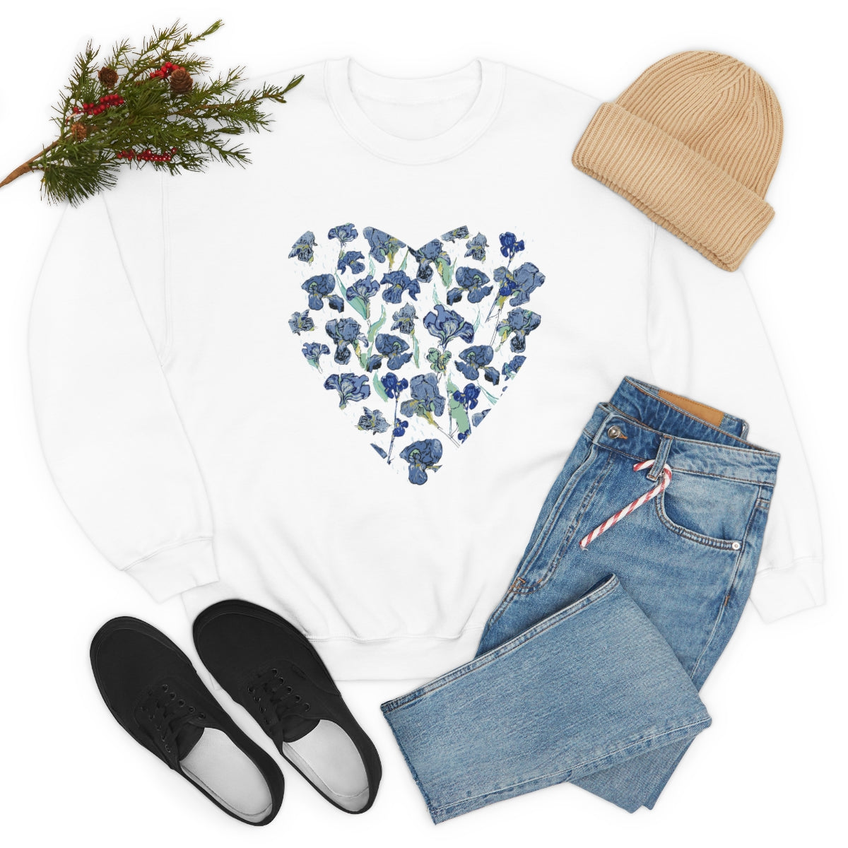 Blue Wildflowers. Unisex Heavy Blend Crewneck Sweatshirt.