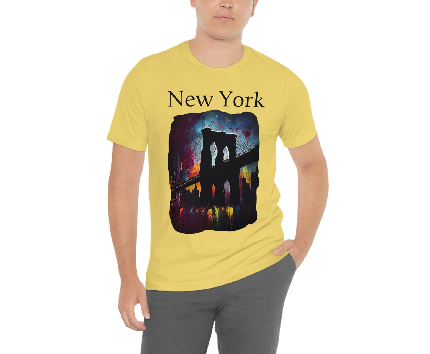 New York Iconic Brooklyn Bridge Original Art. Unisex Jersey Short Sleeve Tee.