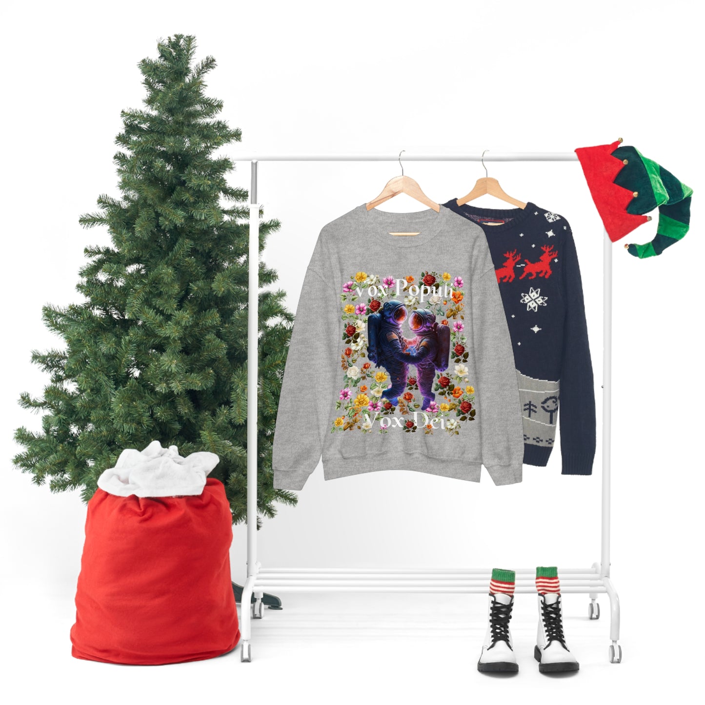 Flowers in Zero-G: A Cosmic Love Story. Original Art. Unisex Heavy Blend Crewneck Sweatshirt.