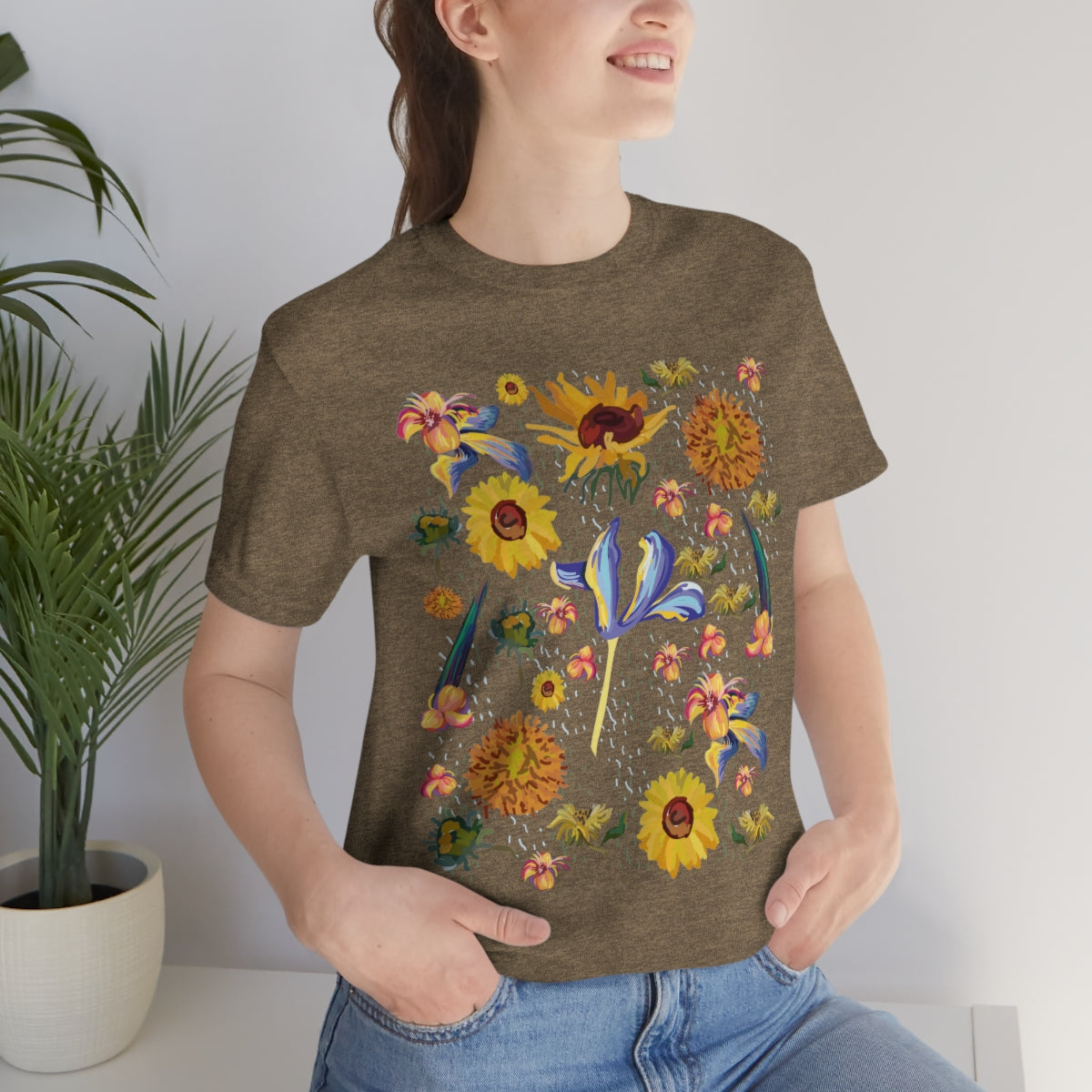 Wildflowers Original Art Inspired by Vincent van Gogh Paintings. Unisex Jersey Short Sleeve Tee.