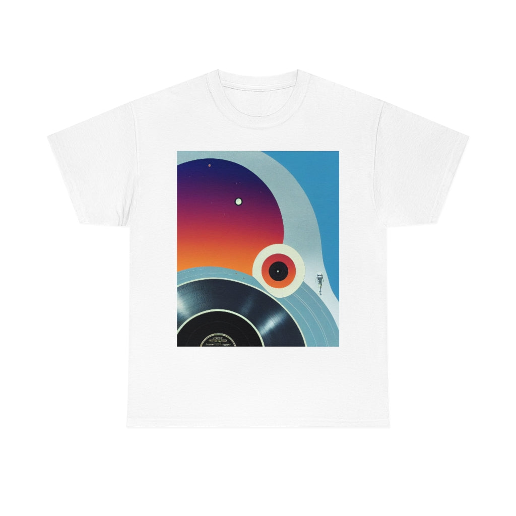Wanderer Astronaut In Music Space. Original Artwork. Unisex Heavy Cotton Tee.