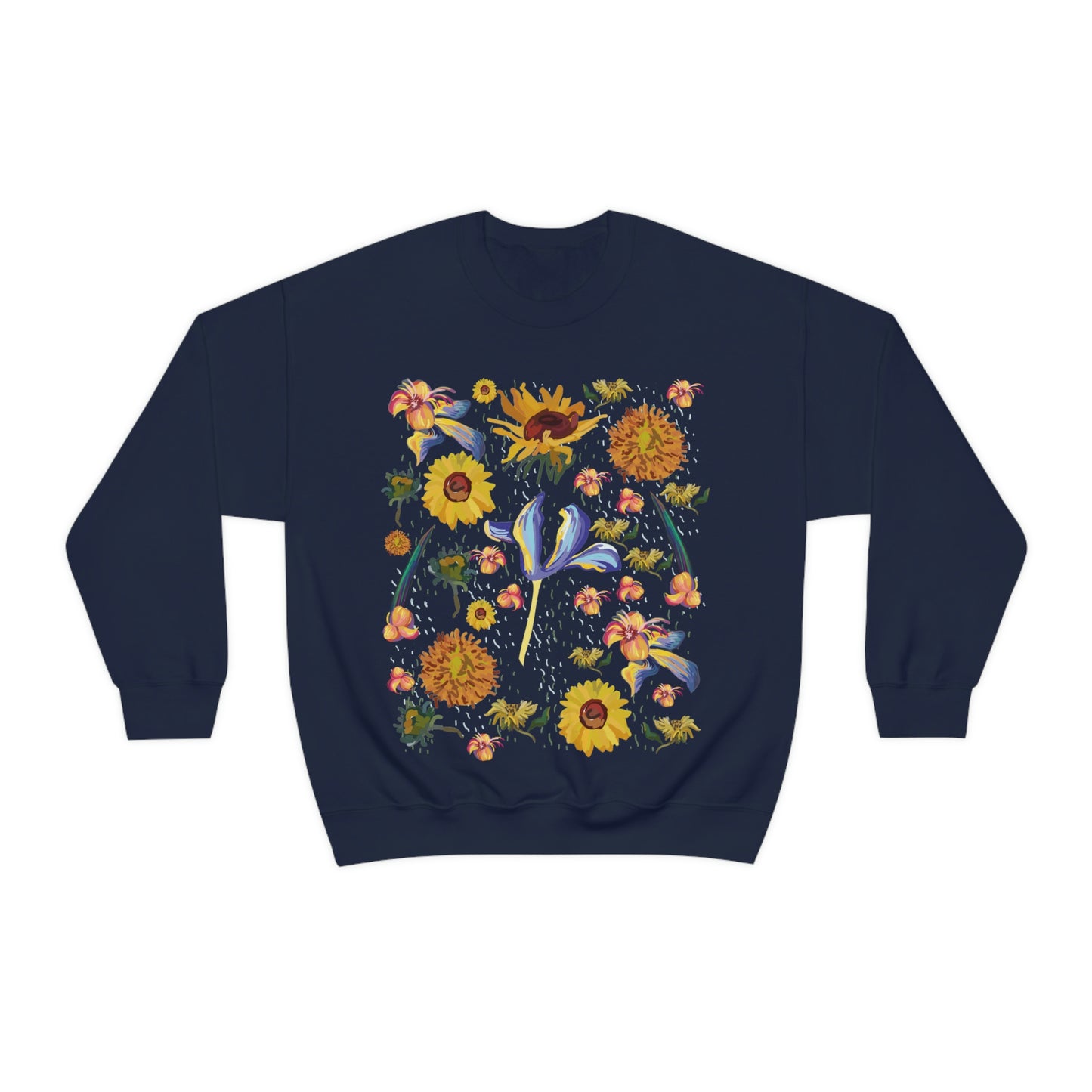 Wildflowers Original Art Inspired by Vincent van Gogh Paintings. Unisex Heavy Blend Crewneck Sweatshirt.