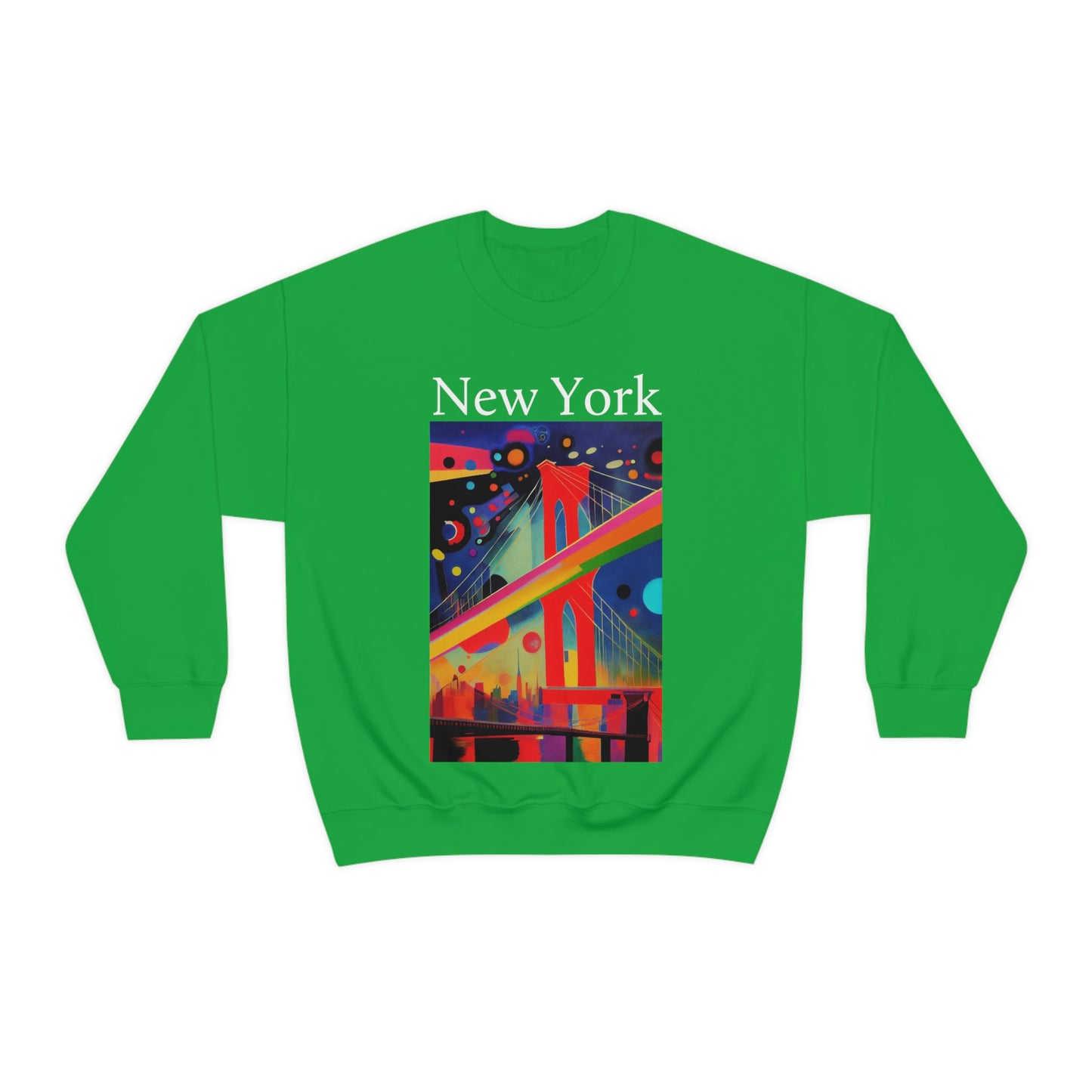 Colorful Night at The Brooklyn Bridge, New York City. Original Art. Unisex Heavy Blend Crewneck Sweatshirt.