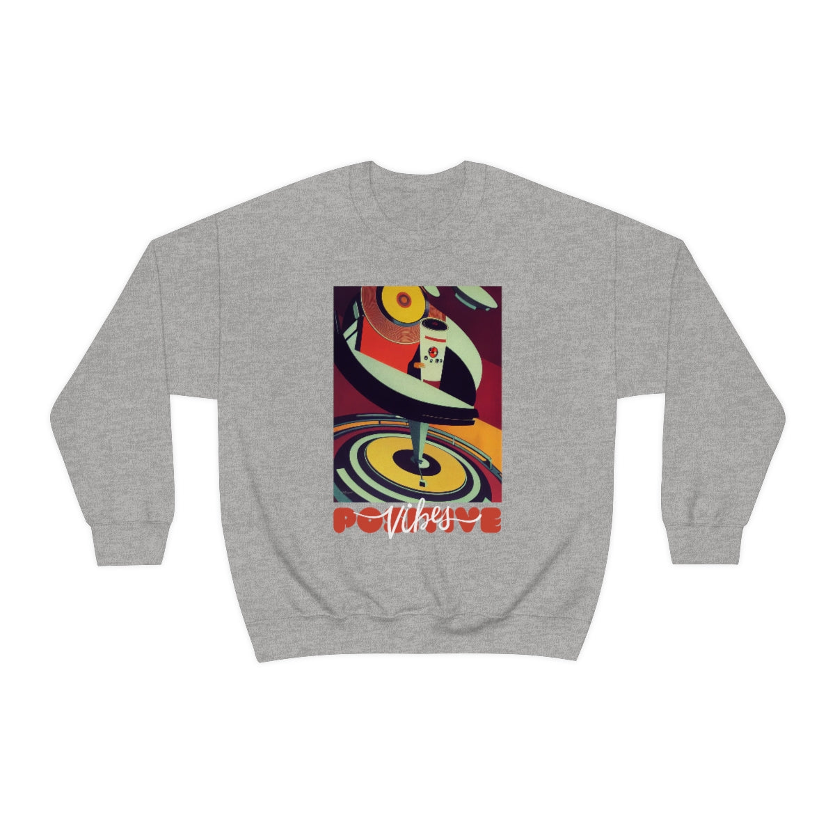 Positive Vibes - Retro Vinyl Music Records Original Art. Unisex Heavy Blend Crewneck Sweatshirt.