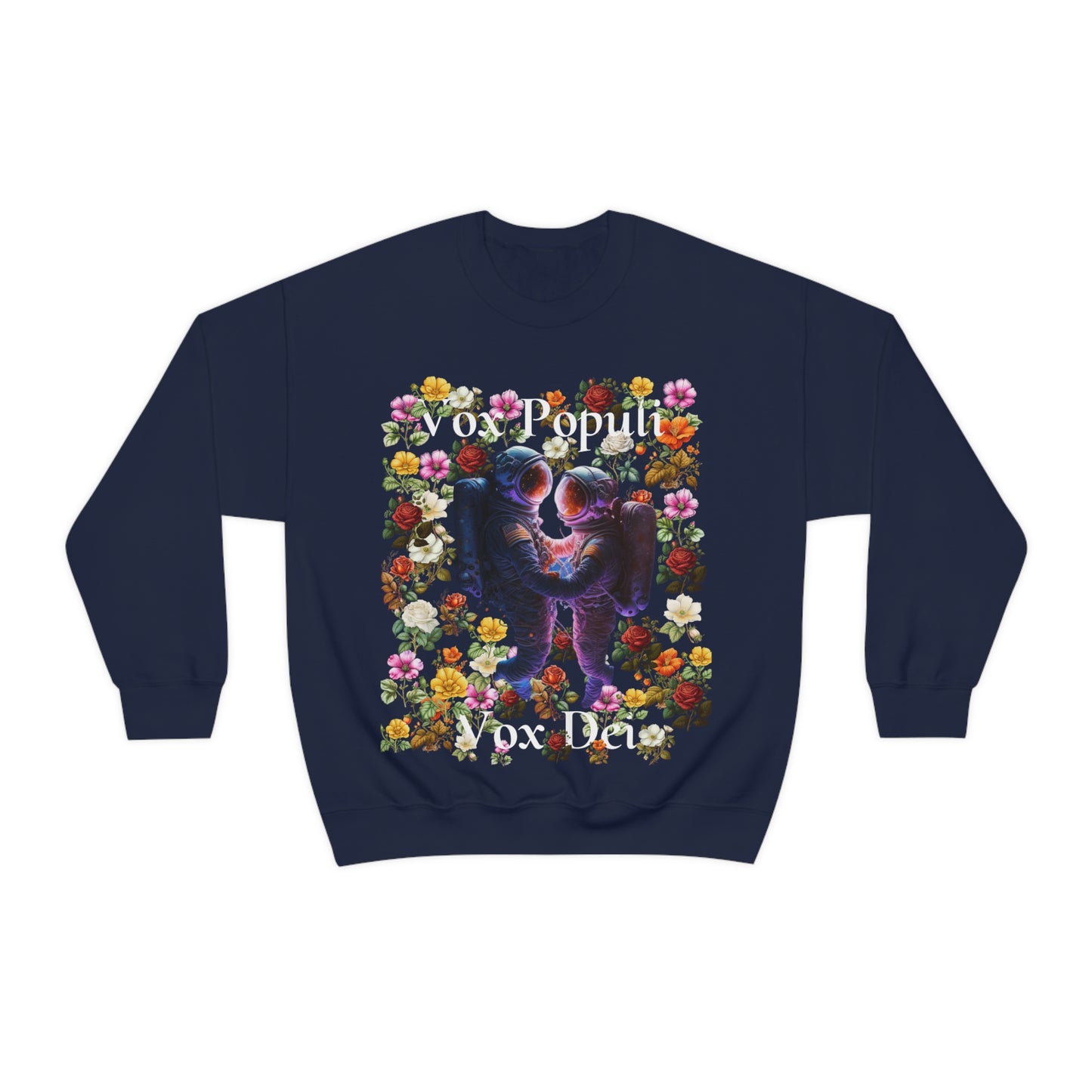 Flowers in Zero-G: A Cosmic Love Story. Original Art. Unisex Heavy Blend Crewneck Sweatshirt.