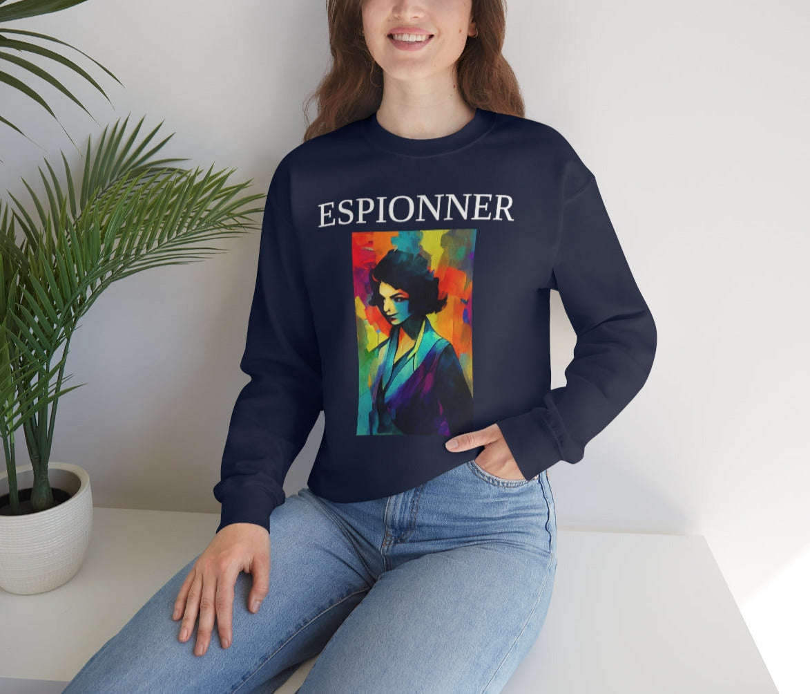The Spy - Original Art Remembering The Most Famous Woman Spy in WW2. Unisex Heavy Blend Crewneck Sweatshirt.