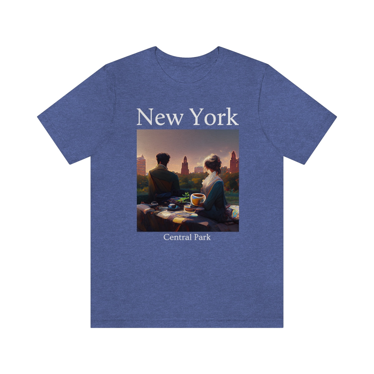 Coffee At Central Park In New York City - Original Art. Unisex Jersey Short Sleeve Tee.