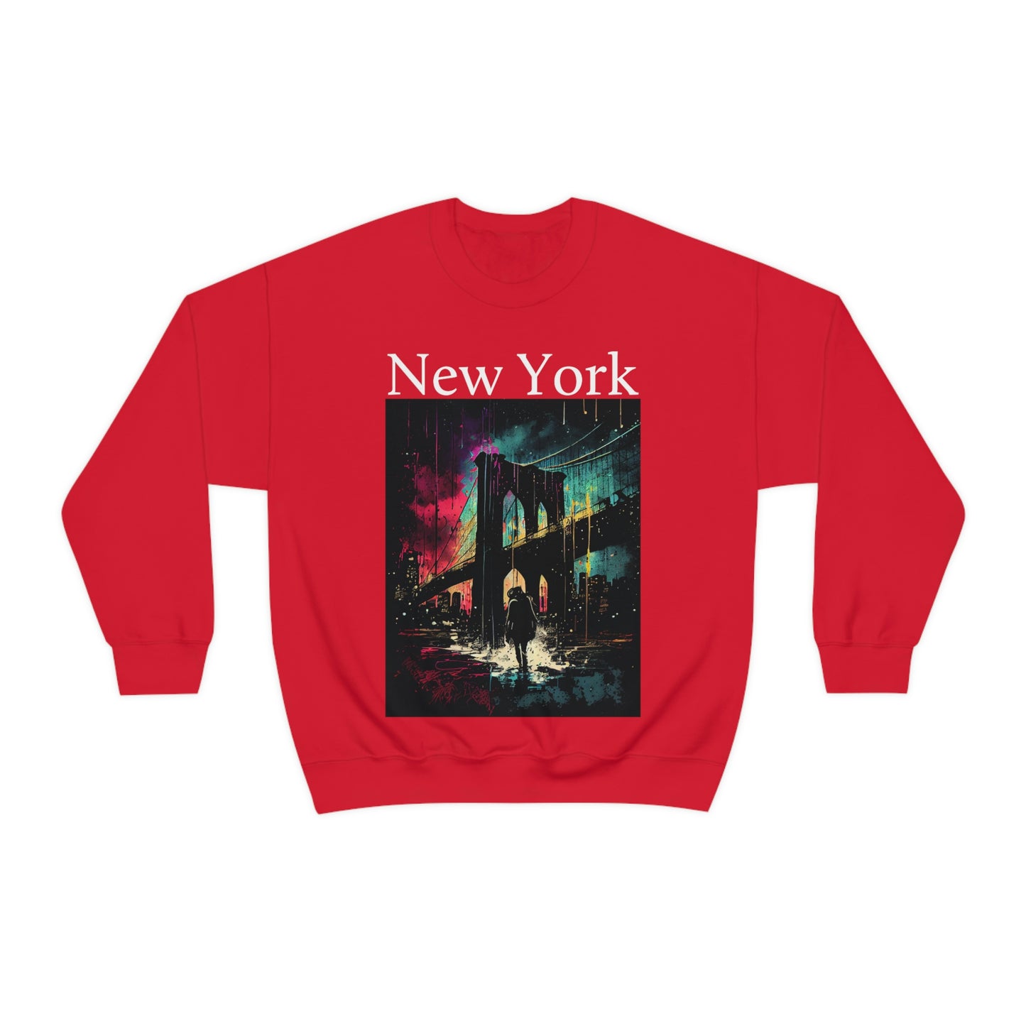 Only New Yorkers Know The Magic Of The Brooklyn Bridge. Original Art. Unisex Heavy Blend Crewneck Sweatshirt.
