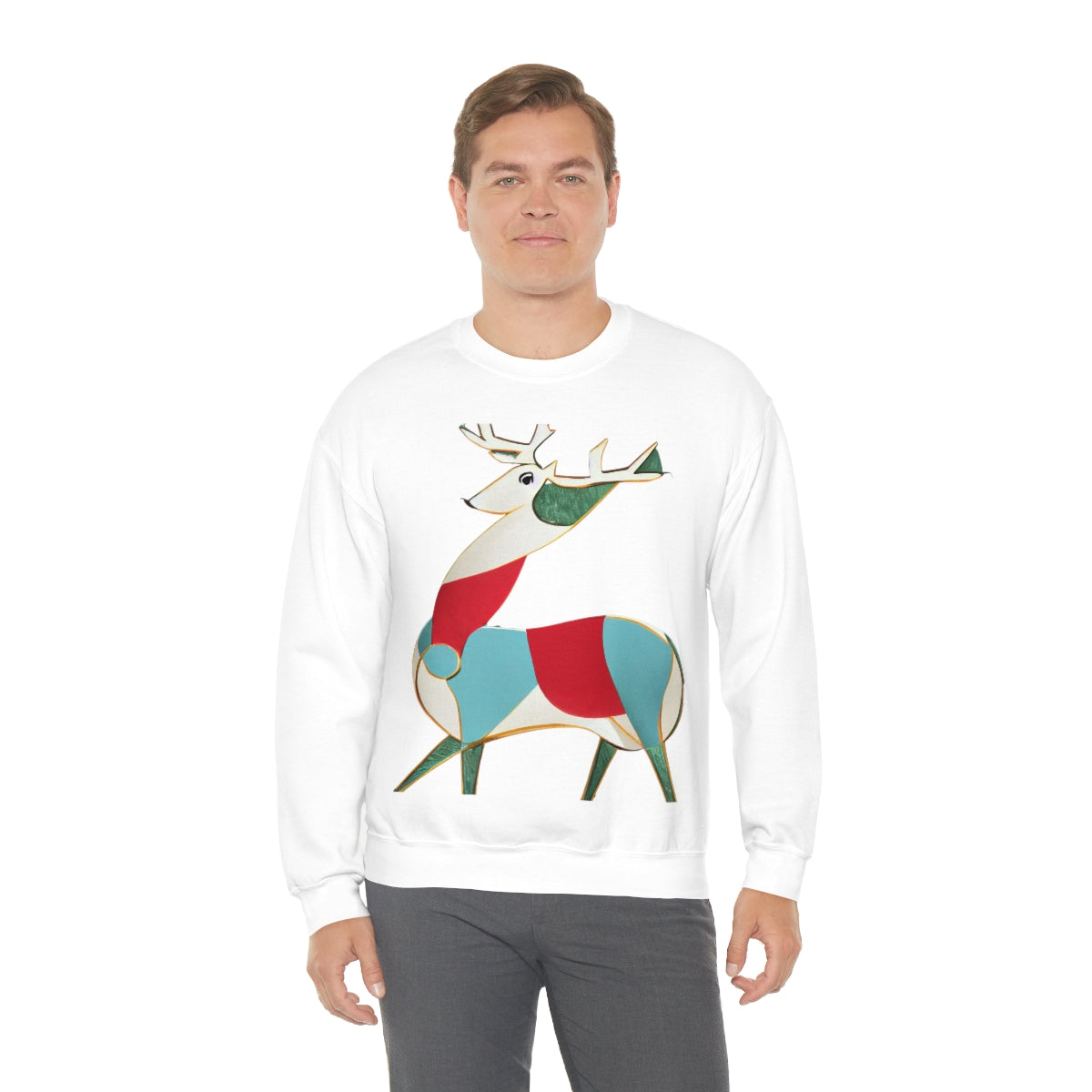 Classic Reindeer Original Art. Unisex Heavy Blend Crewneck Sweatshirt.