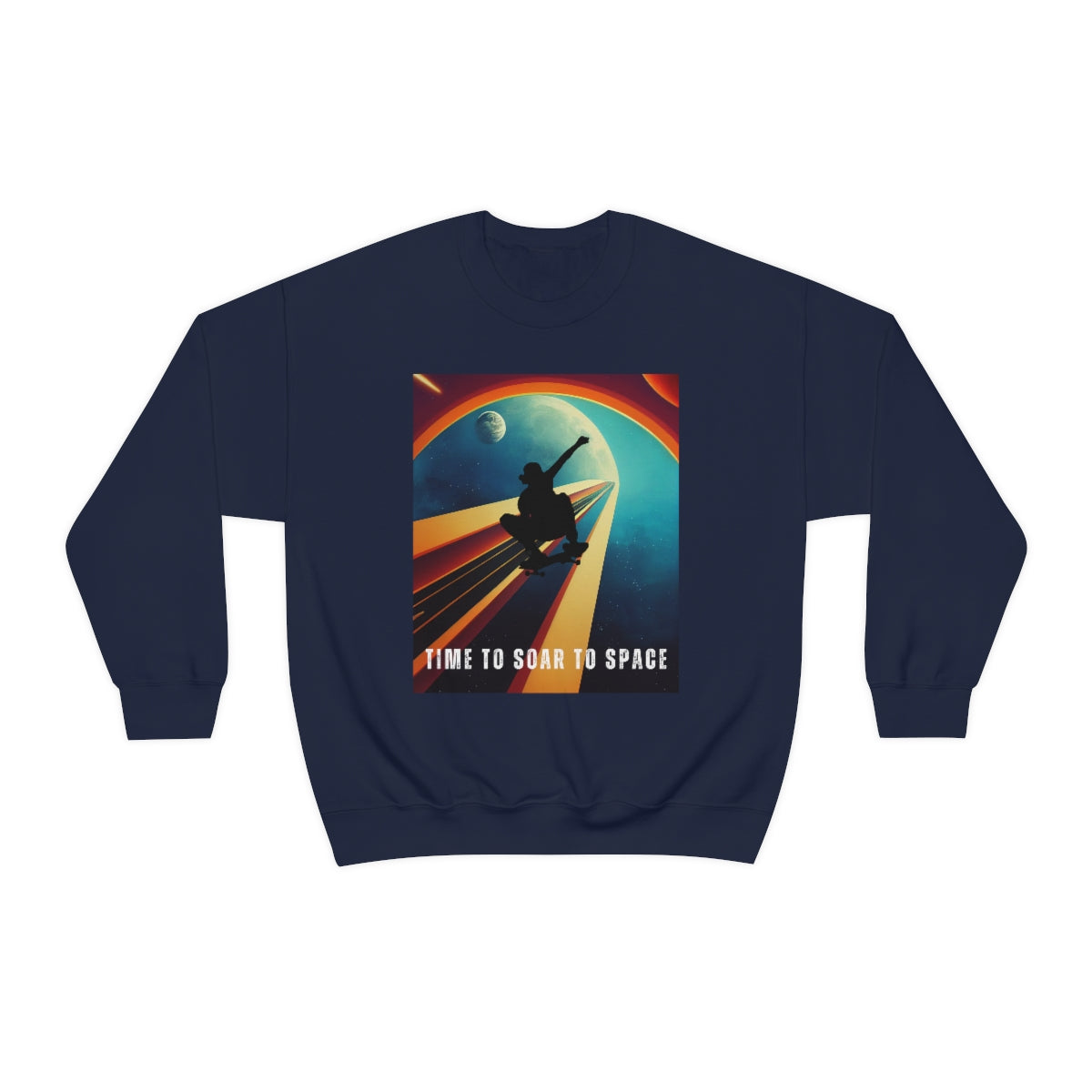 Time To Soar To Space - Skateboard Retro Design And Original Art. Unisex Heavy Blend Crewneck Sweatshirt.