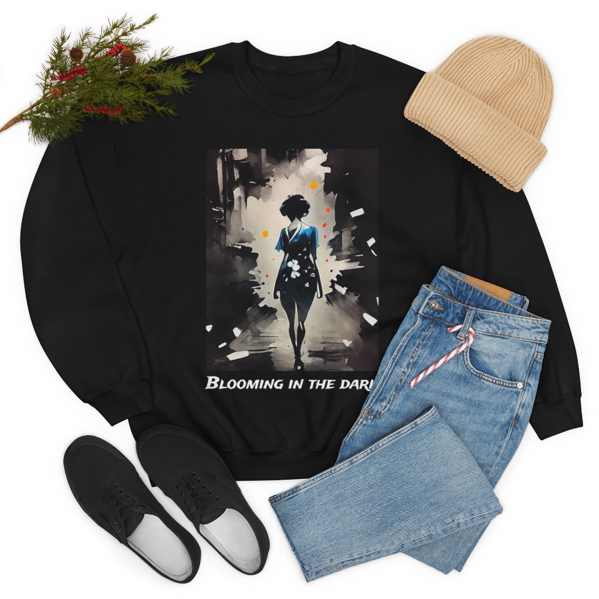 Blooming In The Dark - Original Art. Unisex Heavy Blend Crewneck Sweatshirt.