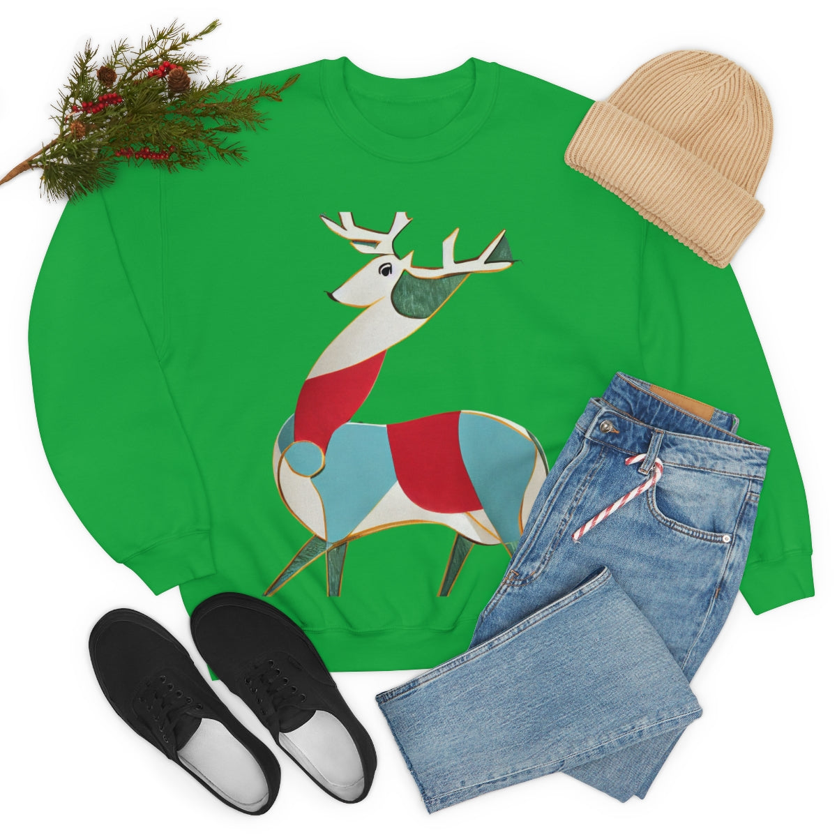 Classic Reindeer Original Art. Unisex Heavy Blend Crewneck Sweatshirt.