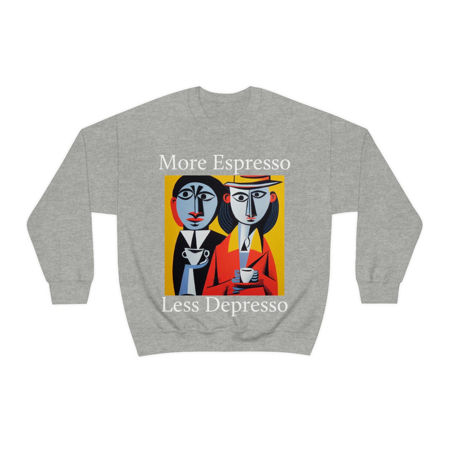 A Cup Of Coffee Can Solve Anything. Original Art. Unisex Heavy Blend Crewneck Sweatshirt.