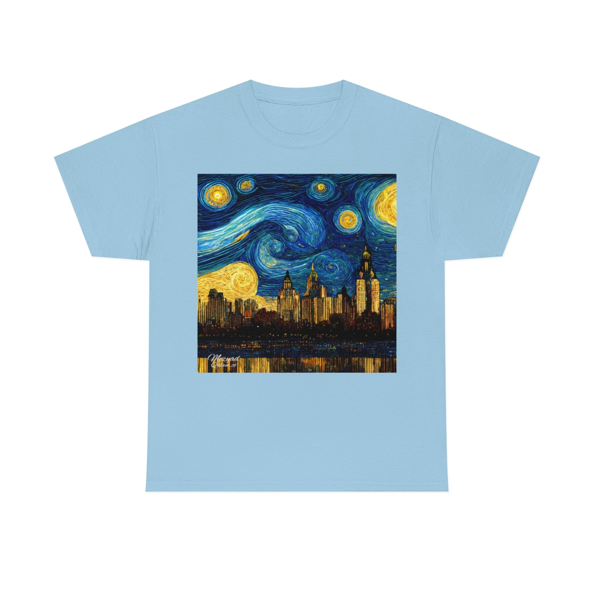 New York City and the Hudson River. Original Art. Unisex Heavy Cotton Tee.