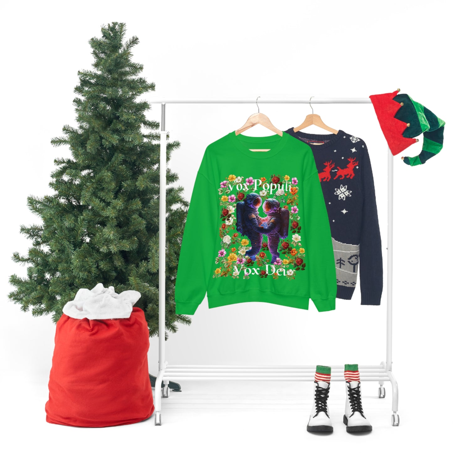Flowers in Zero-G: A Cosmic Love Story. Original Art. Unisex Heavy Blend Crewneck Sweatshirt.