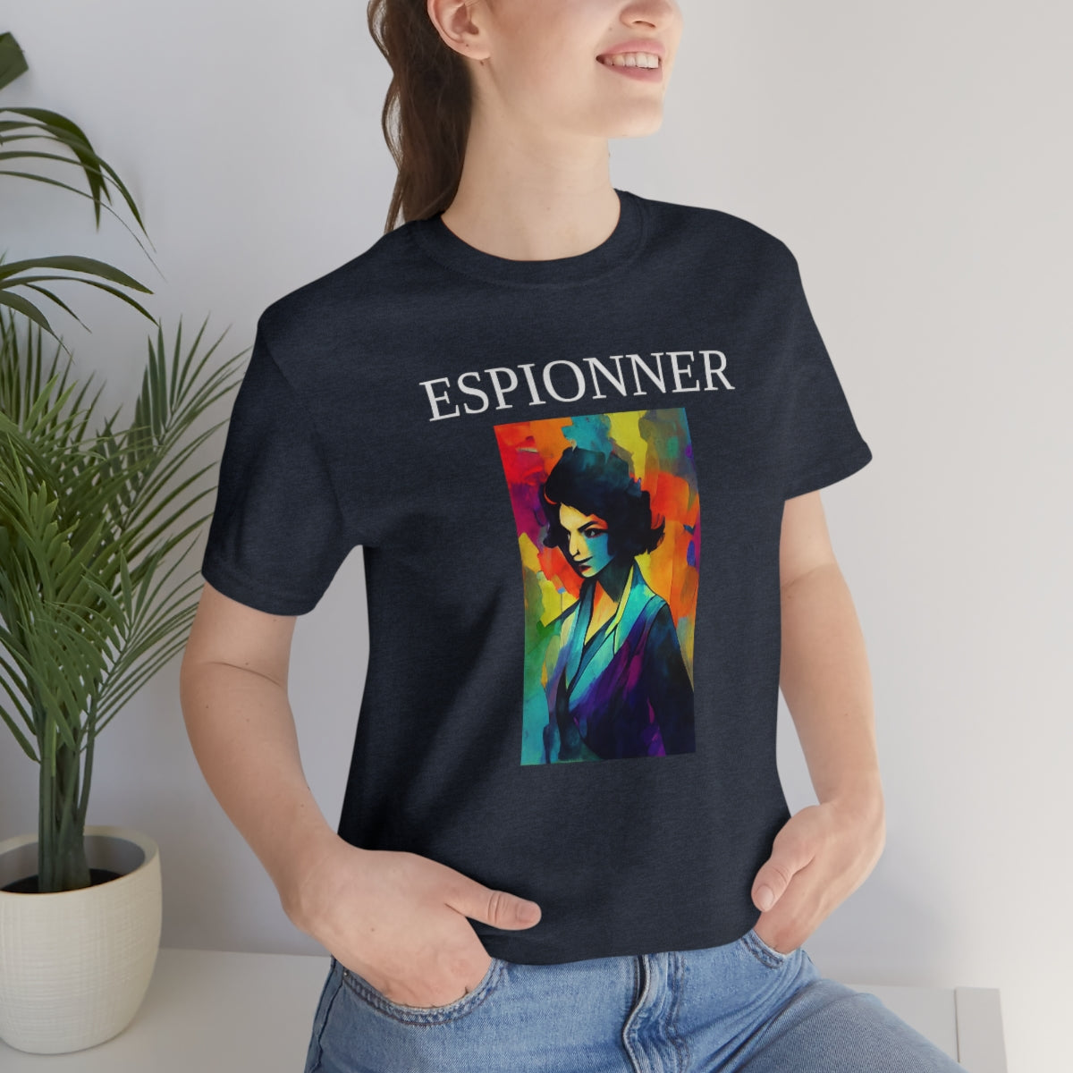 The Spy - Original Art Remembering The Most Famous Woman Spy in WW2. Unisex Jersey Short Sleeve Tee.