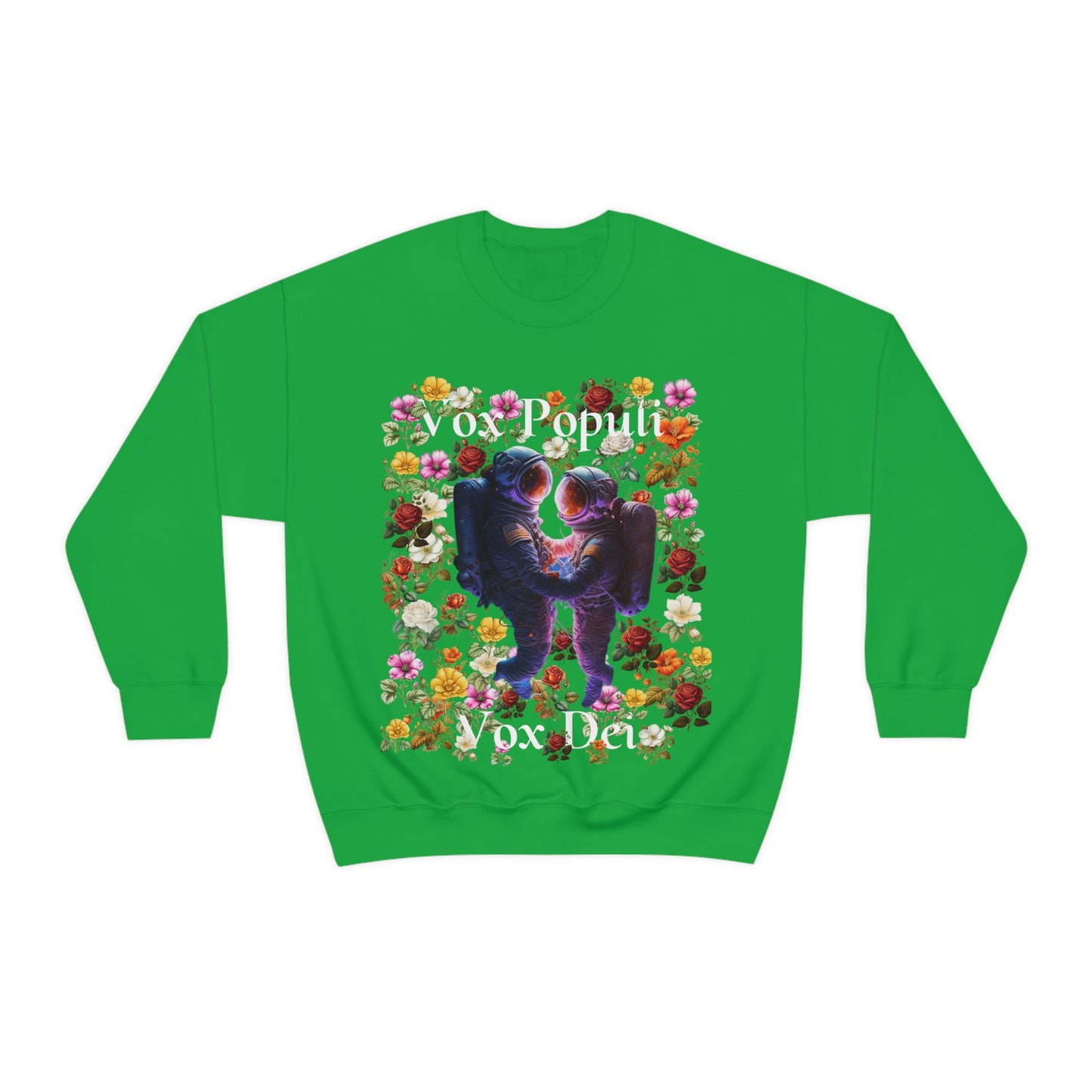 Flowers in Zero-G: A Cosmic Love Story. Original Art. Unisex Heavy Blend Crewneck Sweatshirt.