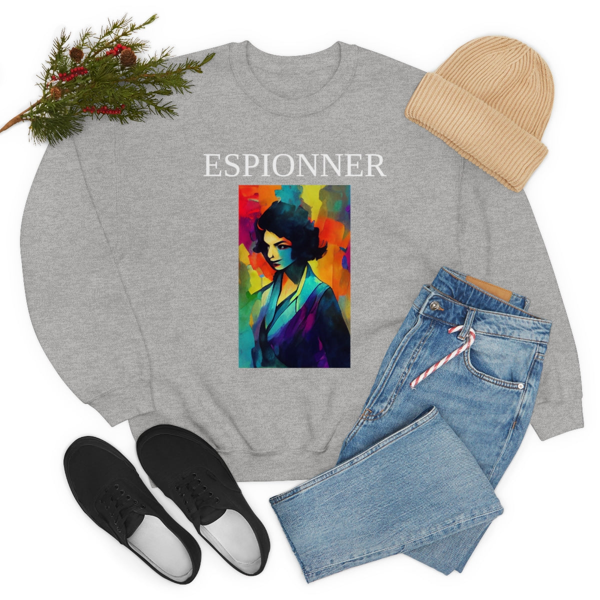 The Spy - Original Art Remembering The Most Famous Woman Spy in WW2. Unisex Heavy Blend Crewneck Sweatshirt.