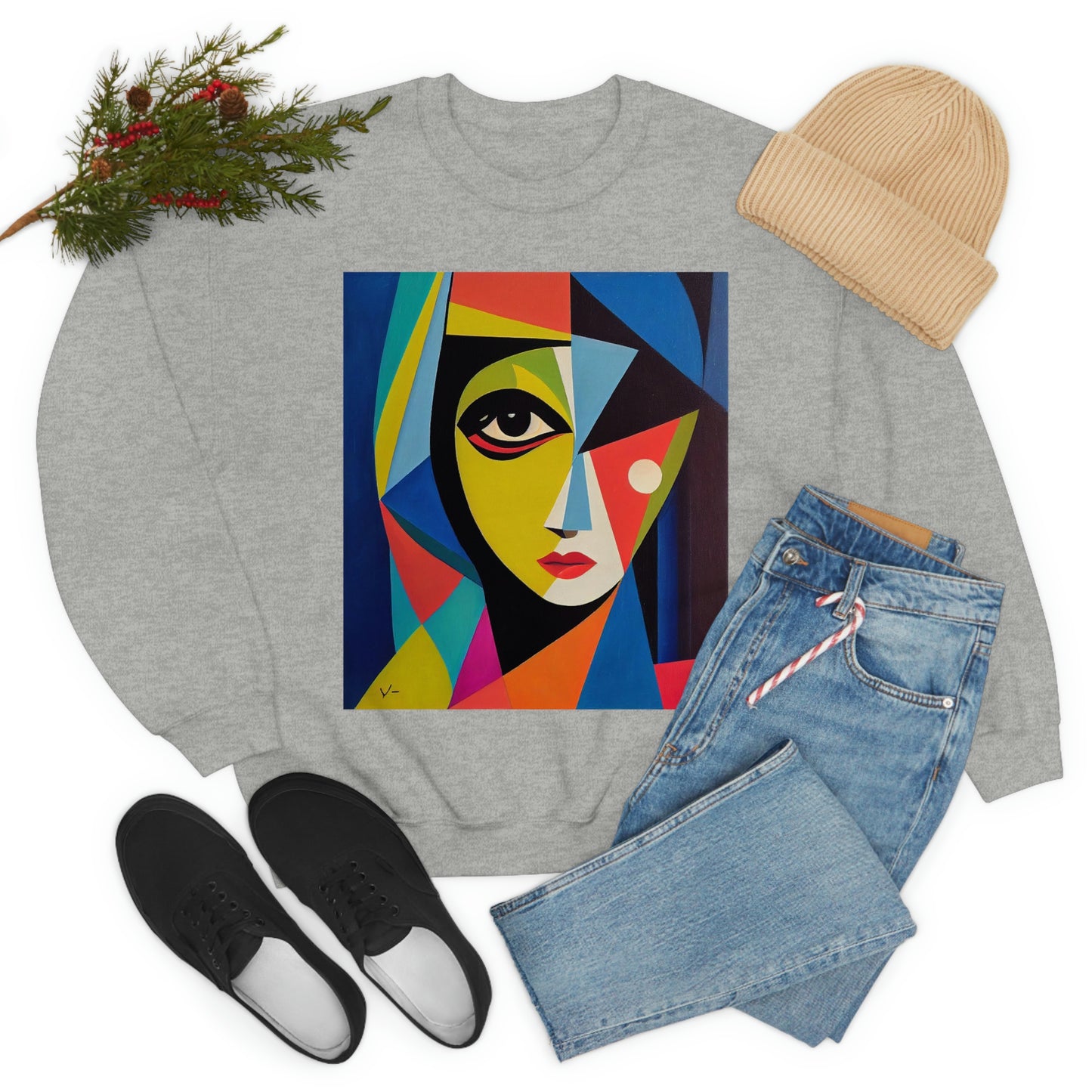 Alexandria A Cubism Original Art. Unisex Heavy Blend Crewneck Sweatshirt.