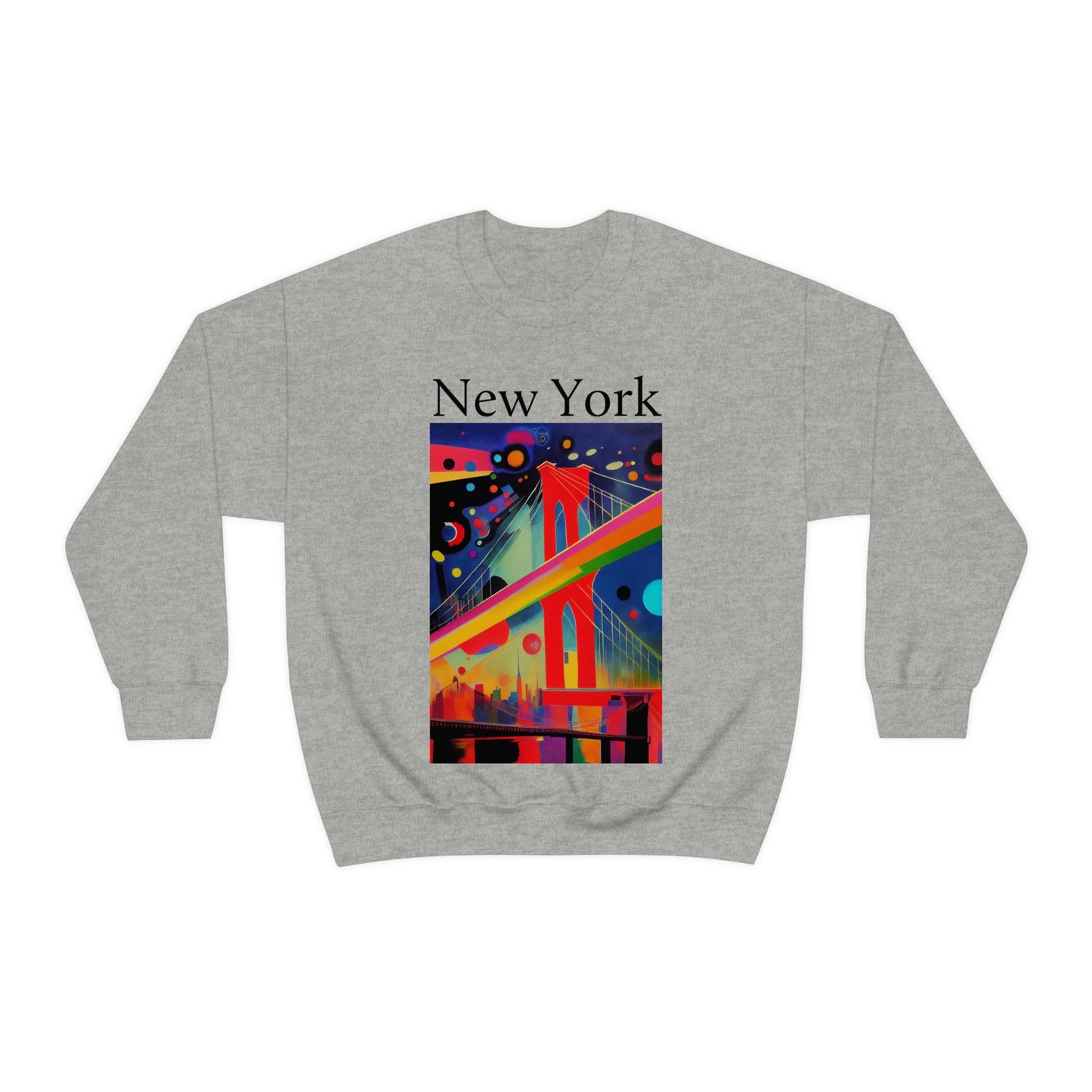 Colorful Night at The Brooklyn Bridge, New York City. Original Art. Unisex Heavy Blend Crewneck Sweatshirt.