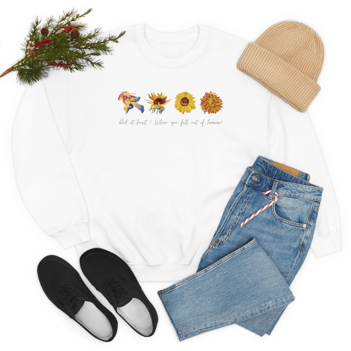 Wild flowers and Sunflowers Sweatshirt. Unisex Heavy Blend Crewneck Sweatshirt.