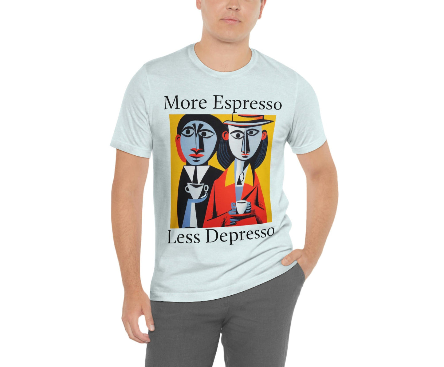 A Cup Of Coffee Can Solve Anything. Original Art. Unisex Jersey Short Sleeve Tee.