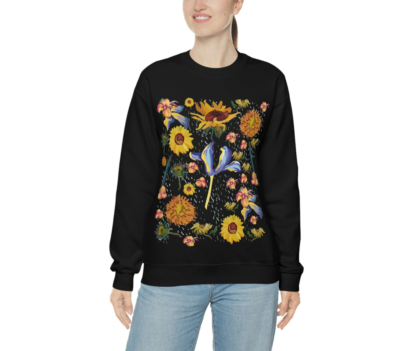 Wildflowers Original Art Inspired by Vincent van Gogh Paintings. Unisex Heavy Blend Crewneck Sweatshirt.