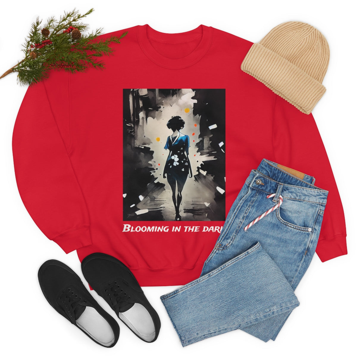 Blooming In The Dark - Original Art. Unisex Heavy Blend Crewneck Sweatshirt.