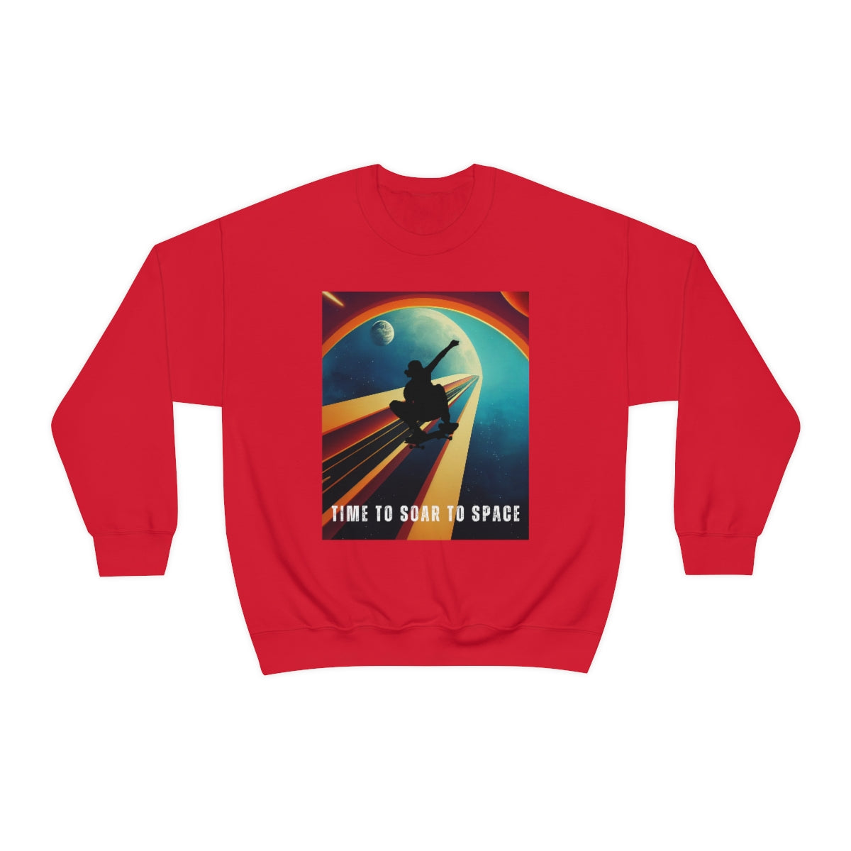 Time To Soar To Space - Skateboard Retro Design And Original Art. Unisex Heavy Blend Crewneck Sweatshirt.