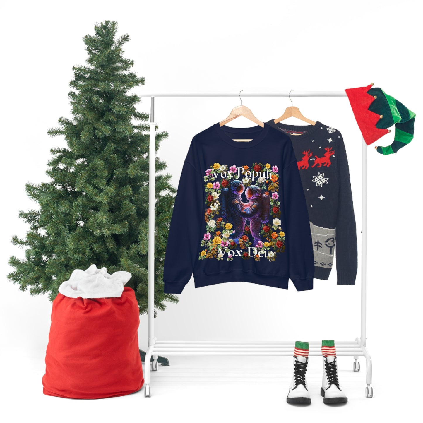 Flowers in Zero-G: A Cosmic Love Story. Original Art. Unisex Heavy Blend Crewneck Sweatshirt.