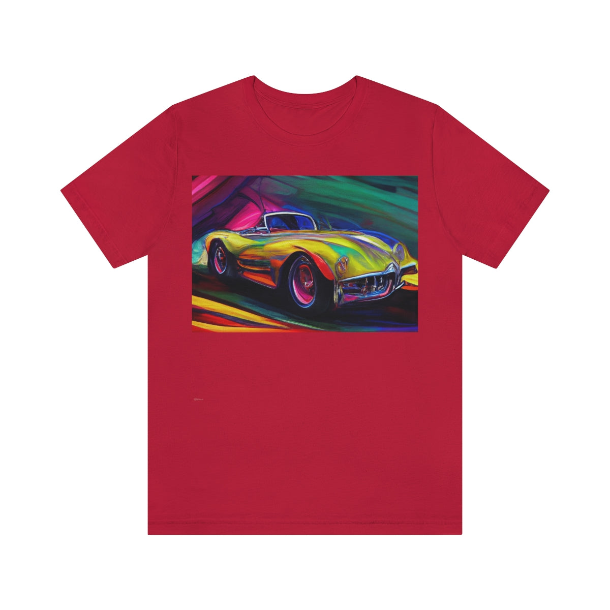 Rushing Vintage Car. Original Art. Unisex Jersey Short Sleeve Tee.