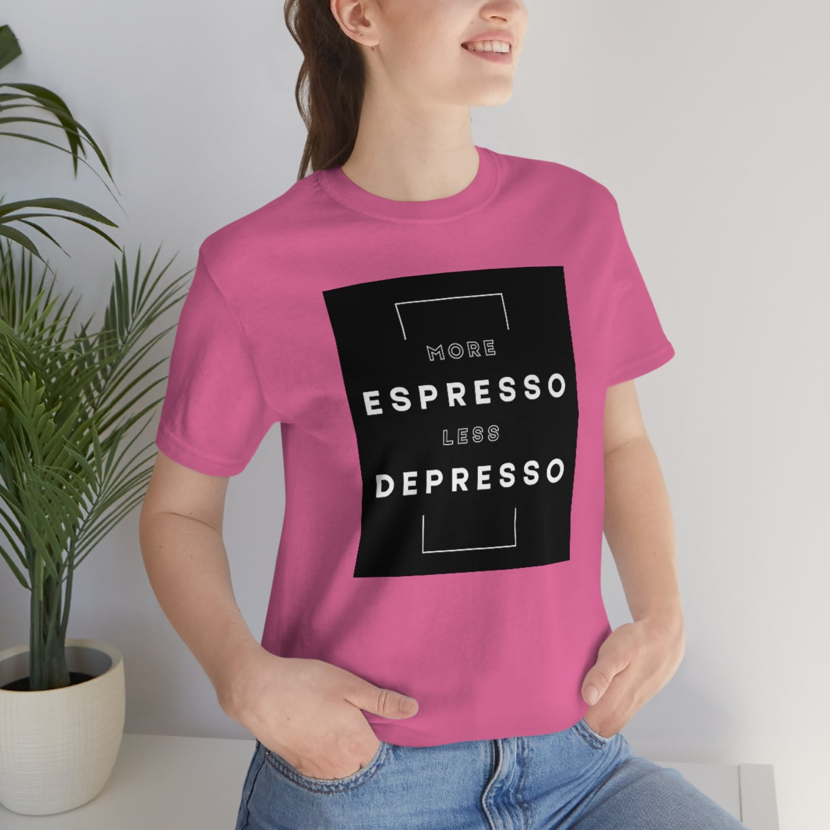 More Espresso Less Depresso. Unisex Jersey Short Sleeve Tee.