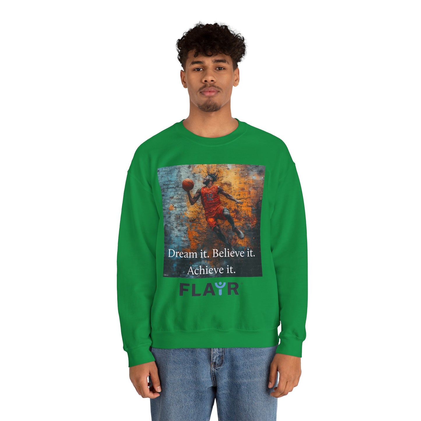 Dream it. Believe it. Achieve it. Unisex Heavy Blend Crewneck Sweatshirt.