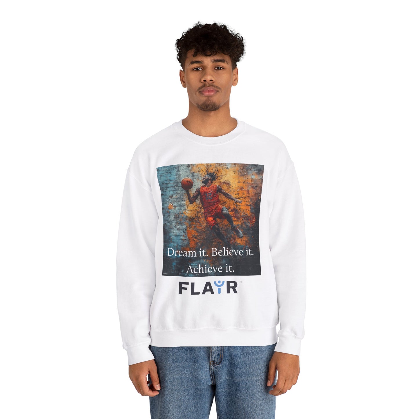 Dream it. Believe it. Achieve it. Unisex Heavy Blend Crewneck Sweatshirt.