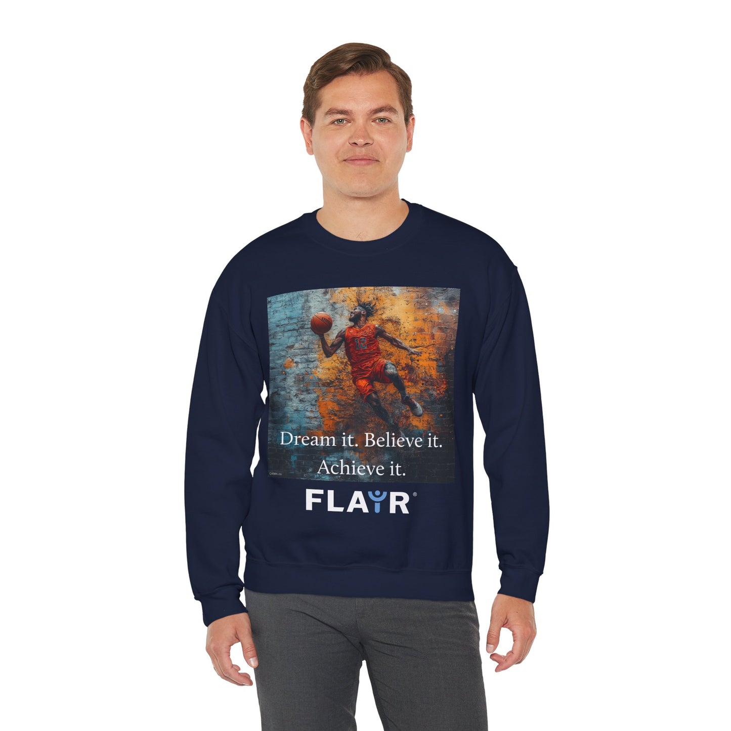 Dream it. Believe it. Achieve it. Unisex Heavy Blend Crewneck Sweatshirt.