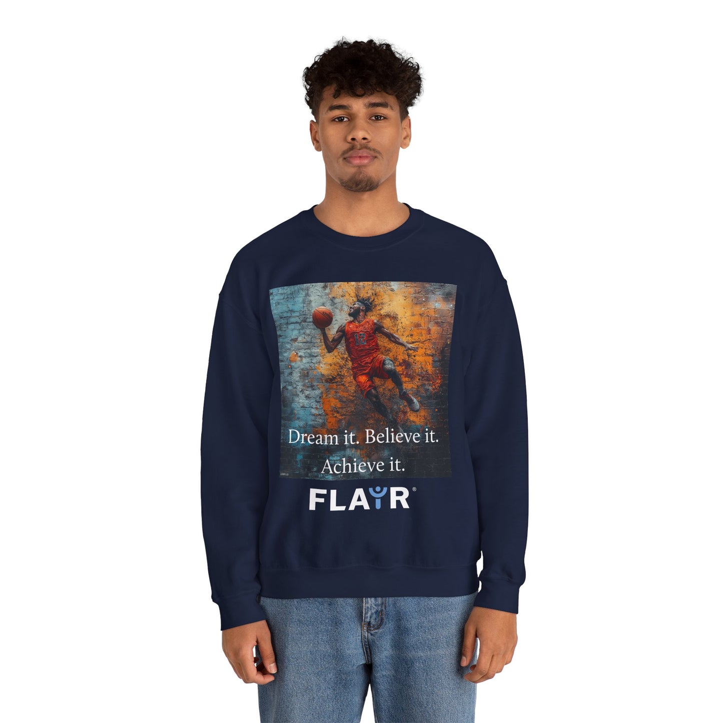 Dream it. Believe it. Achieve it. Unisex Heavy Blend Crewneck Sweatshirt.
