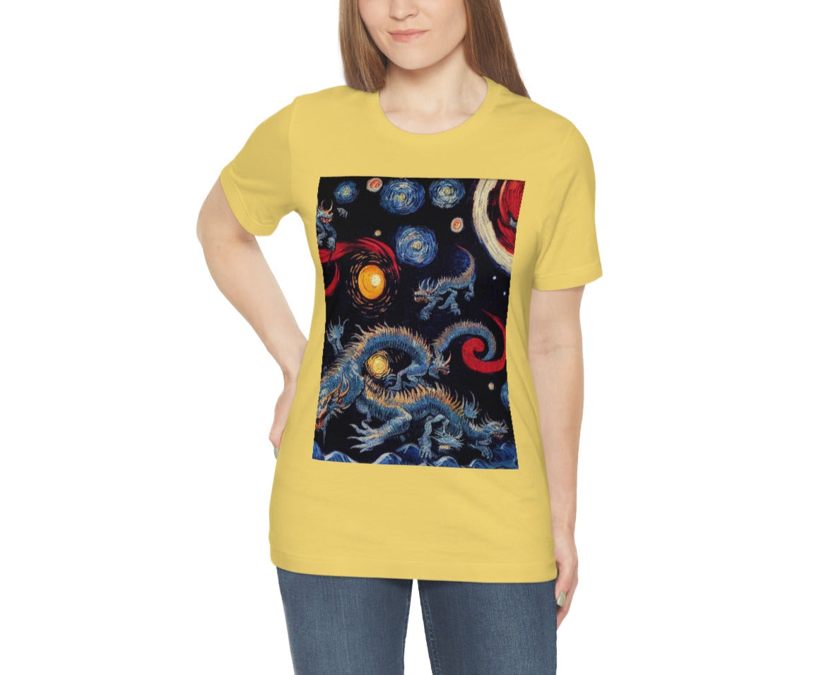 Starry Night At The Dragonpit. Original Art. Unisex Jersey Short Sleeve Tee.