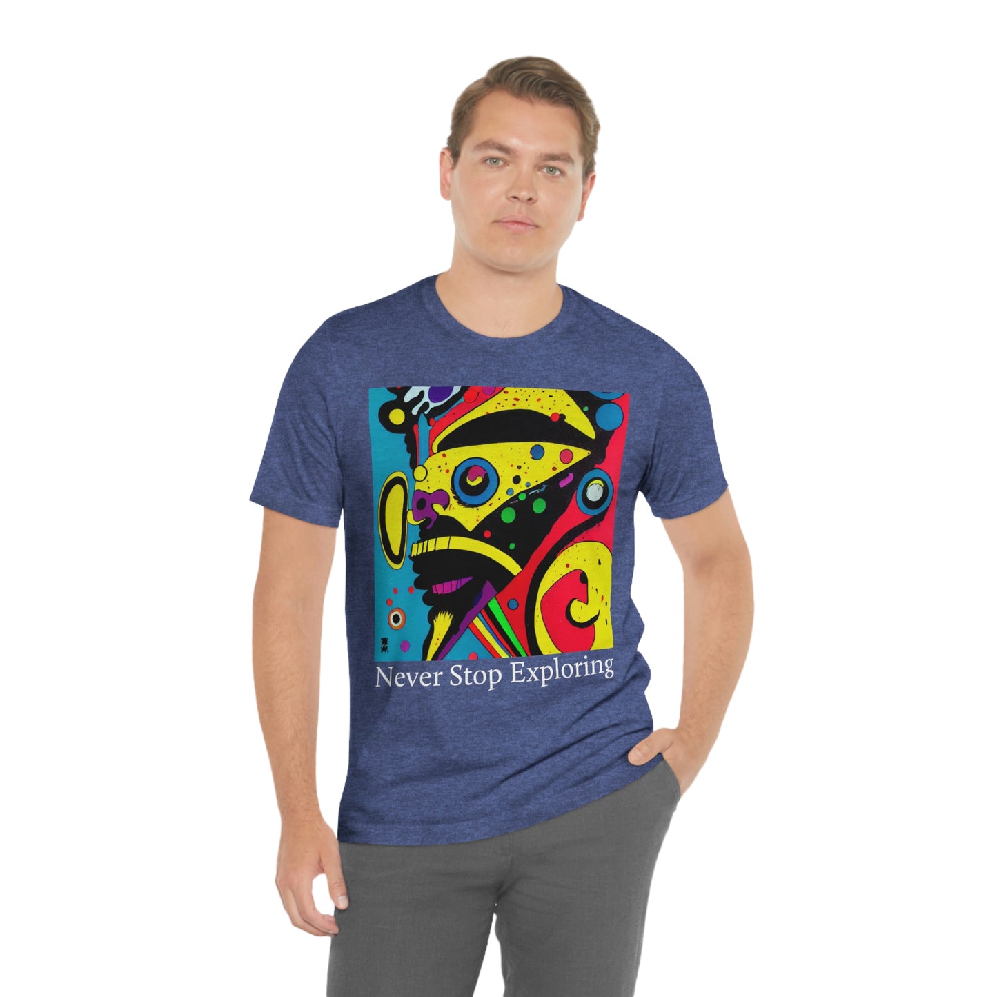 Never Stop Exploring. Original Art. Unisex Jersey Short Sleeve Tee.