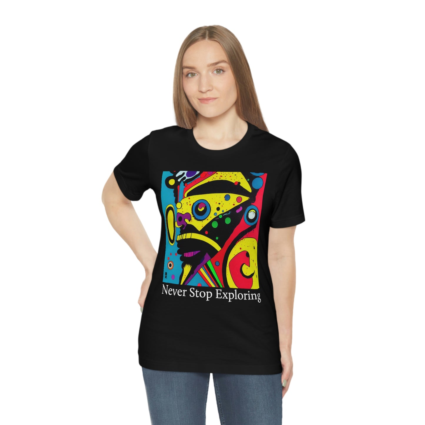 Never Stop Exploring. Original Art. Unisex Jersey Short Sleeve Tee.