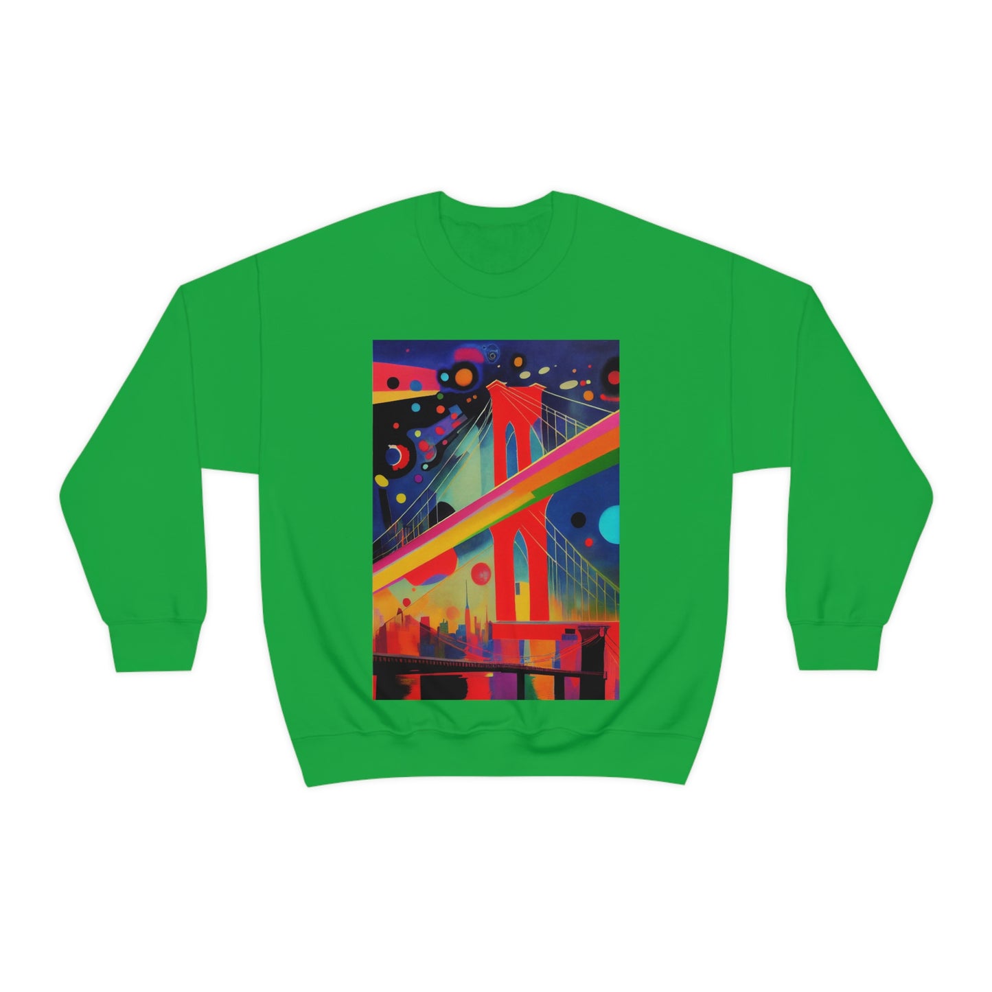 The Brooklyn Bridge, New York City. Cubism Original Art. Unisex Heavy Blend Crewneck Sweatshirt.