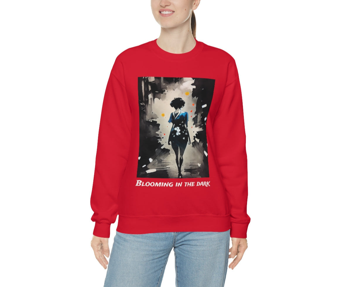 Blooming In The Dark - Original Art. Unisex Heavy Blend Crewneck Sweatshirt.
