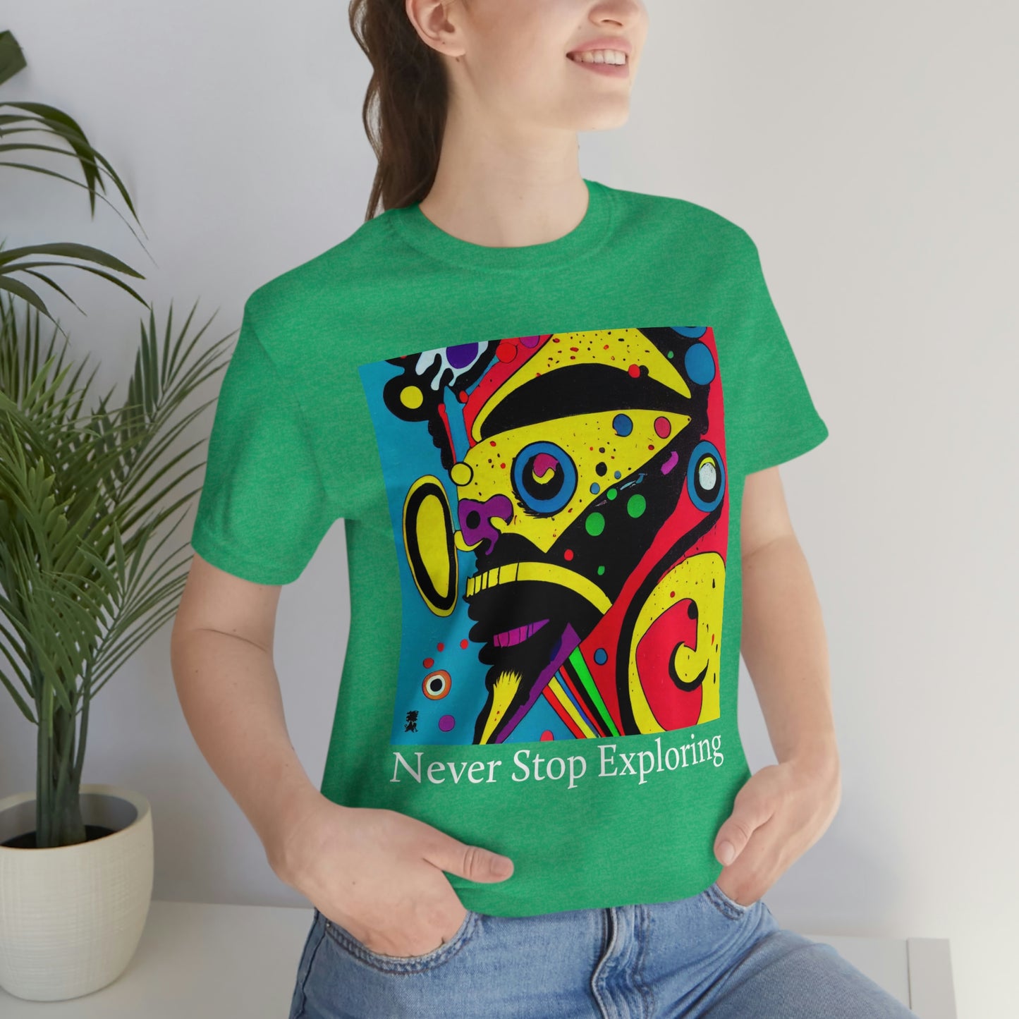 Never Stop Exploring. Original Art. Unisex Jersey Short Sleeve Tee.