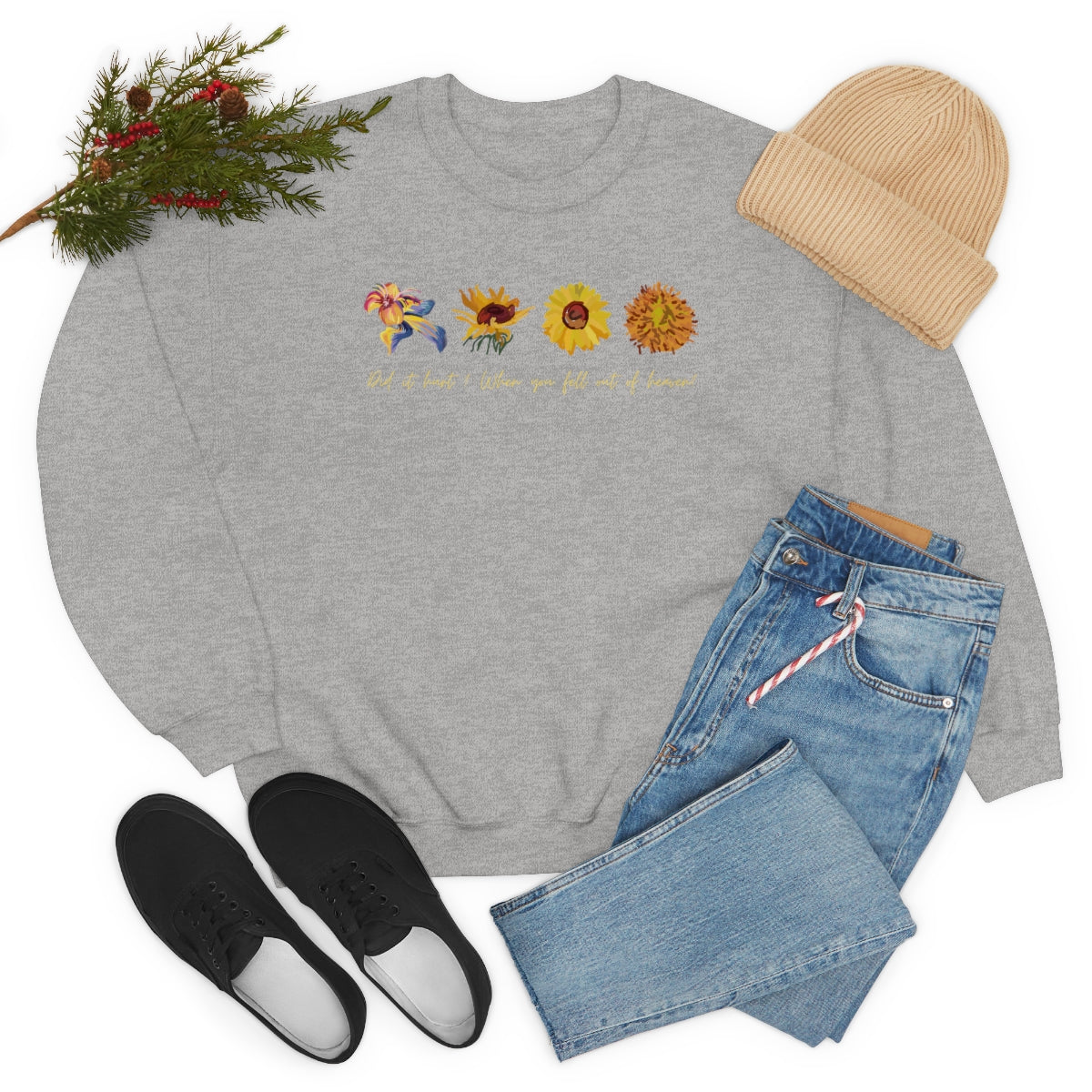 Wild flowers and Sunflowers Sweatshirt. Unisex Heavy Blend Crewneck Sweatshirt.